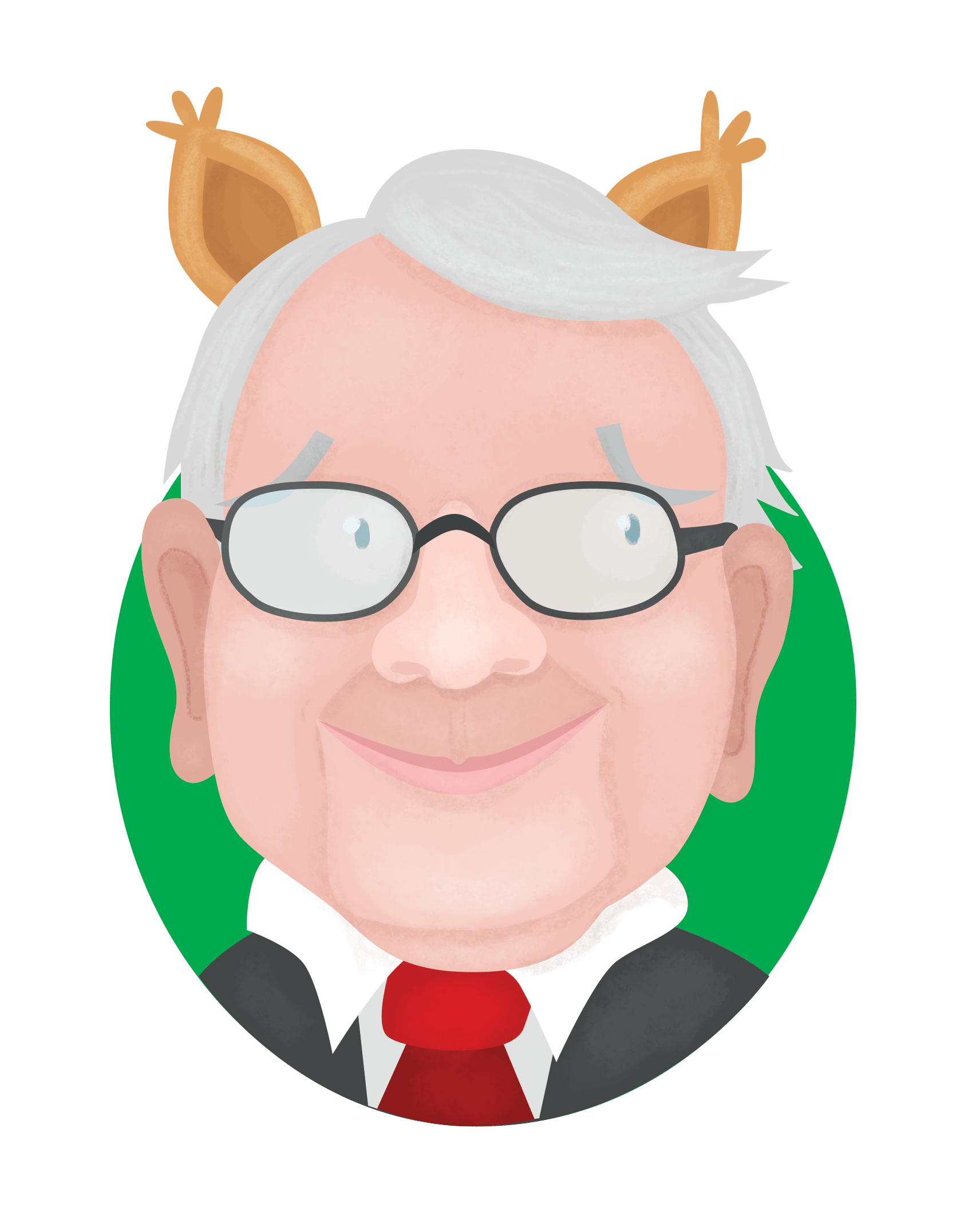 cartoon warren buffett with animal ears