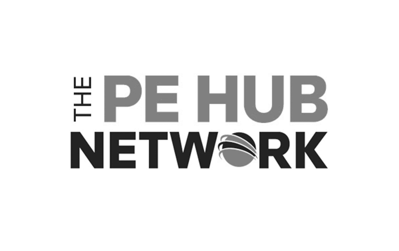 The PE Hub network logo in grey