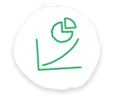 green icon with pie graph and line chart